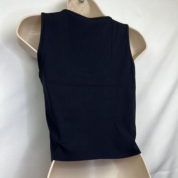Lanston REVOLVE black ribbed cropped Henley tank top NWT size small - Picture 7 of 11
